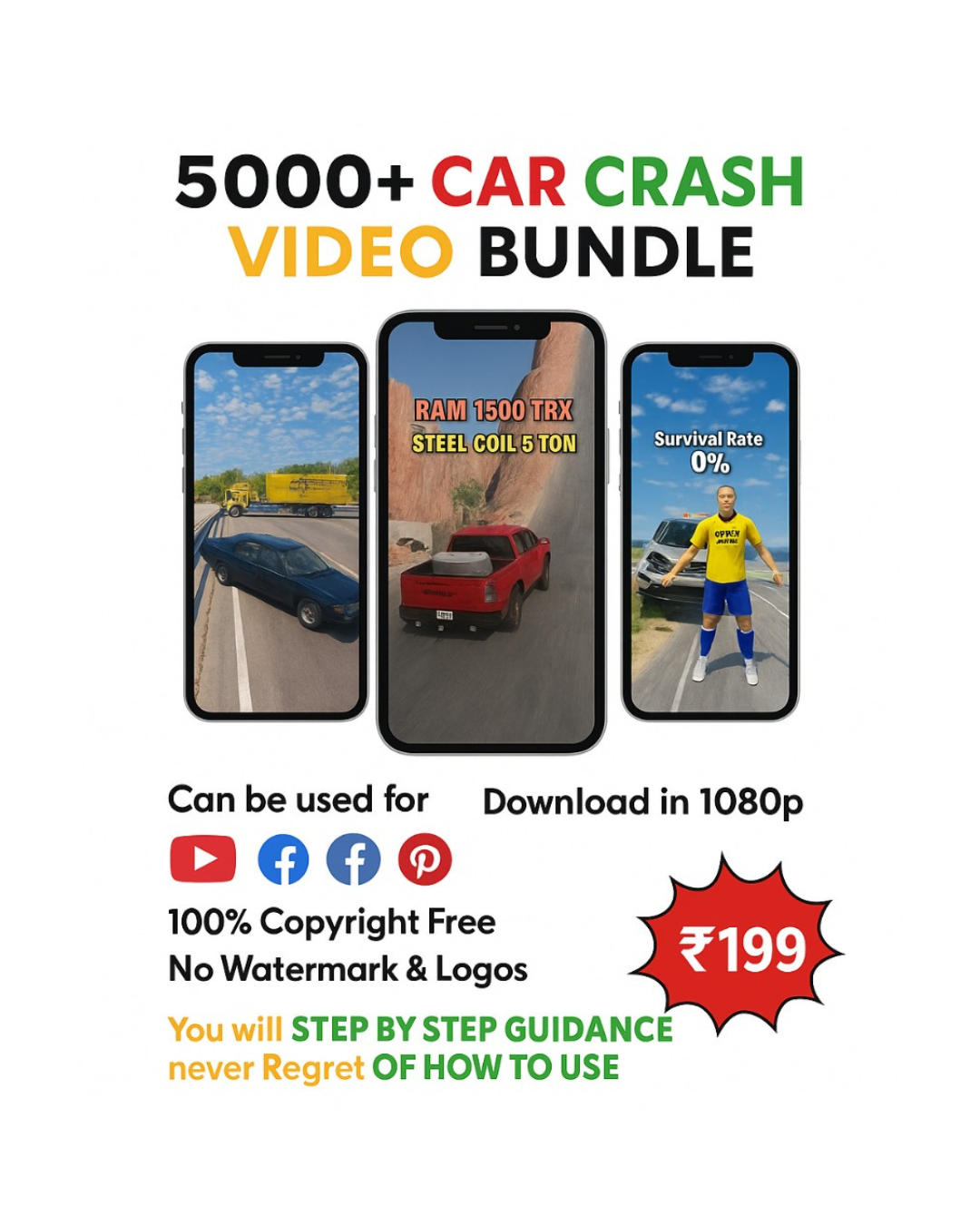 5000+ CAR CRASH VIDEO BUNDLE - 100% NO COPYRIGHT VIDEOS